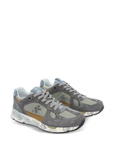 Premiata Suede-panel Lace-up Sneakers In Green
