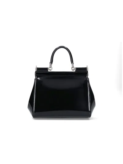 Dolce & Gabbana Sicily Kim Animalier Print Medium Leather Bag In Black