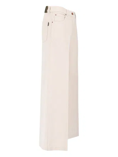 Aspesi High-waisted Wide-leg Pants With Belt Loops And Seam Details In White