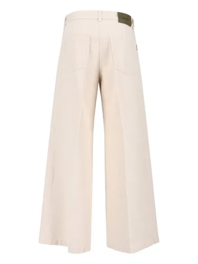 Aspesi High-waisted Wide-leg Pants With Belt Loops And Seam Details In White