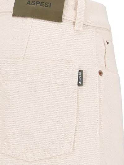Aspesi High-waisted Wide-leg Pants With Belt Loops And Seam Details In White