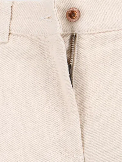 Aspesi High-waisted Wide-leg Pants With Belt Loops And Seam Details In White