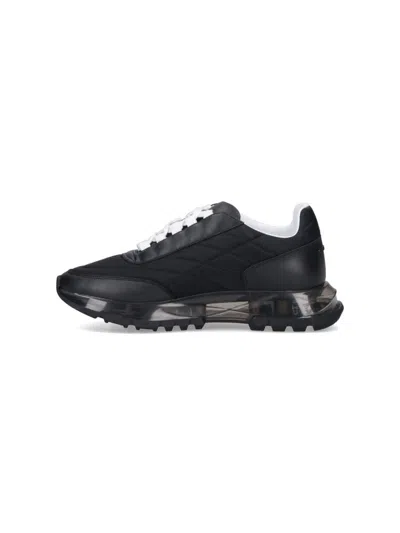 Givenchy Quilted Black Sneakers With Translucent Sole And Contrasting Laces In Black