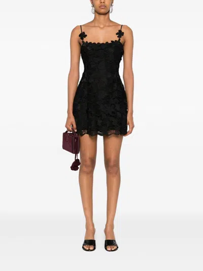 Blumarine Floral-lace Mini Party Dress In Black