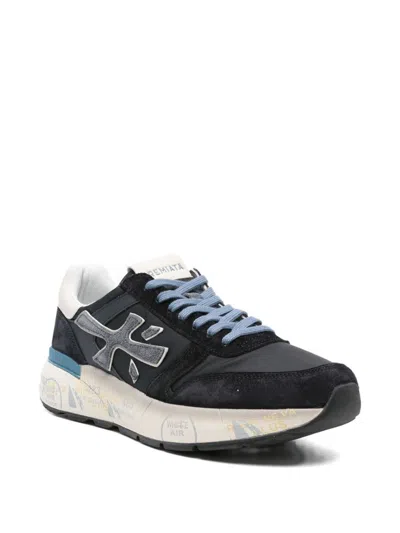 Premiata Layered White And Grey Sneakers With Sculpted Sole In Multi