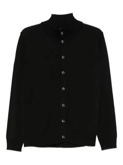 Cenere Stand-collar Button Cardigan In Black