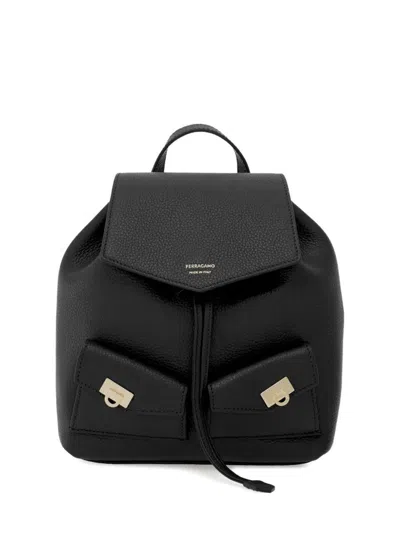 Ferragamo Hug Mini Backpack In Black
