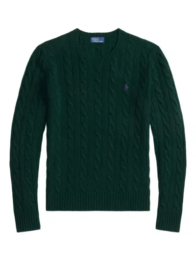 Polo Ralph Lauren Wool And Cashmere Cable Knit Crew Neck Sweater In Green