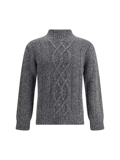 Brooksfield Woven Yarn Sweater In Gray