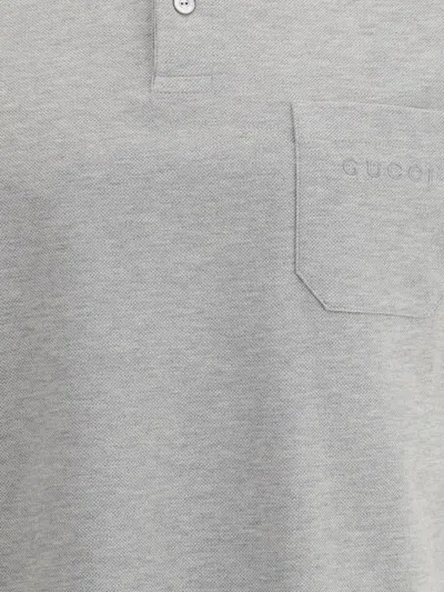 Gucci Cotton Polo Shirt Featuring Web Detail In Gray