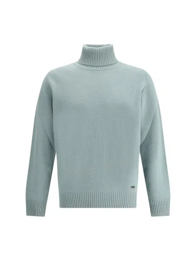 Brooksfield Virgin Wool Turtleneck Sweater In Green