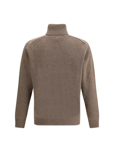 Brooksfield Virgin Wool Turtleneck Sweater In Brown