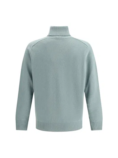 Brooksfield Virgin Wool Turtleneck Sweater In Green