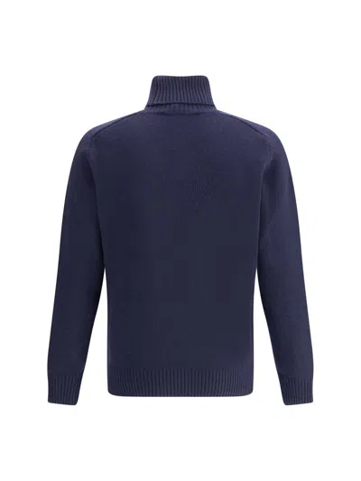 Brooksfield Virgin Wool Turtleneck Sweater In Blue