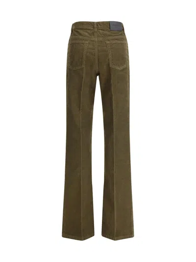 Saint Laurent Corduroy Trousers Clyde Wide-leg Belt Loops In Green