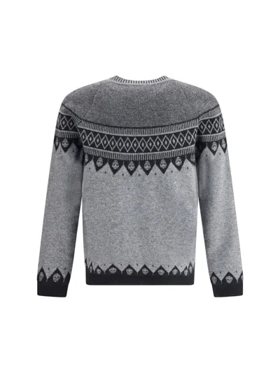 Alexander Mcqueen Mcqueen Skull Fair Isle Wool Crewneck Sweater In Gray