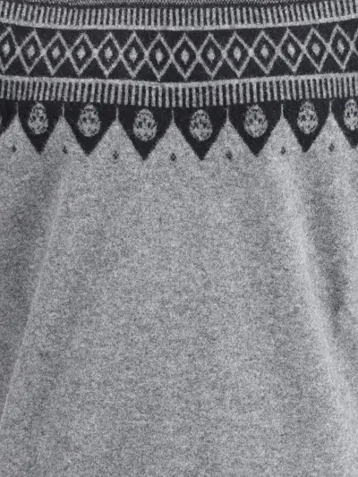 Alexander Mcqueen Mcqueen Skull Fair Isle Wool Crewneck Sweater In Gray