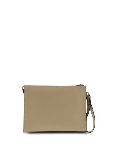 Fendi Men Leather And Ff Canvas Clutch In Neutral