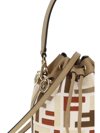 Fendi Women Mon Tresor Ff Jacquard Fabric And Leather Bucket Bag In Multi