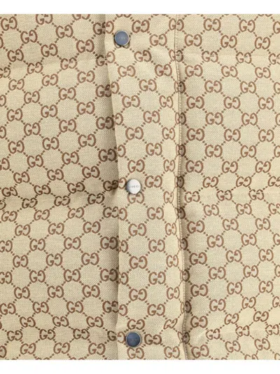 Gucci Men Gg Patterned Padded Down Jacket In Neutral