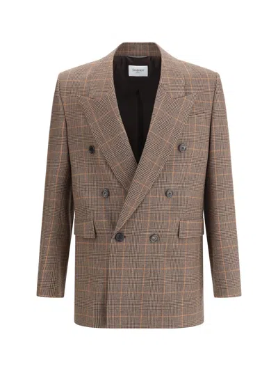 Saint Laurent Blazers E Vests In Brown