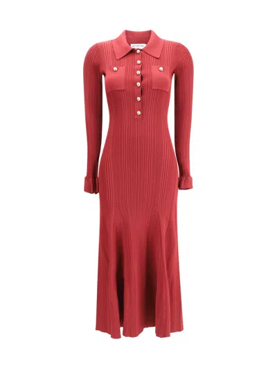 Self-portrait Ribbed Knit Midi Dress In Pink