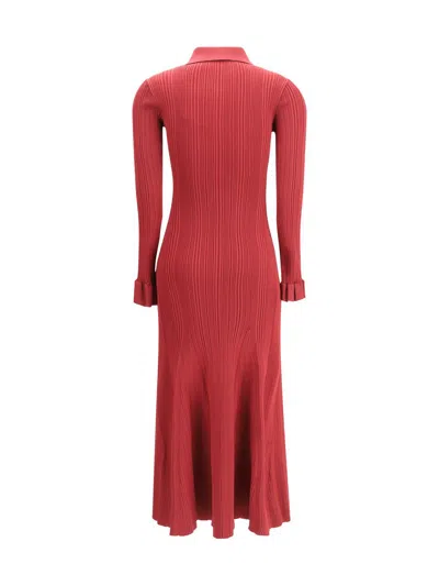 Self-portrait Ribbed Knit Midi Dress In Pink