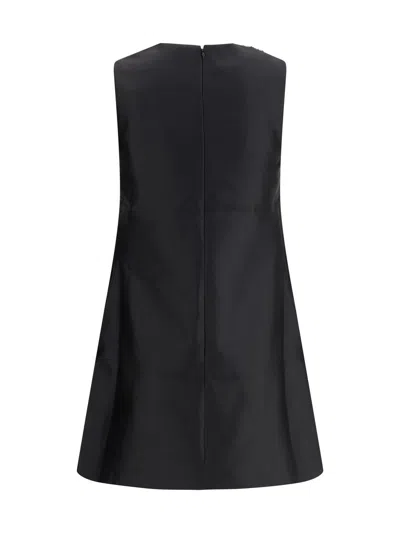 Self-portrait Sleeveless Black Midi Dress With Beadwork And Patch Pockets In Black