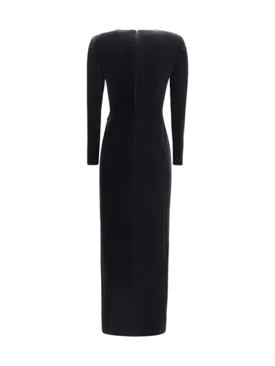 Self-portrait Black Velvet Embellished Midi Dress Black In Black