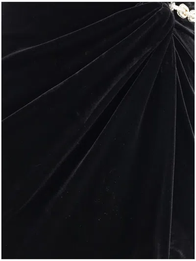 Self-portrait Black Velvet Embellished Midi Dress Black In Black