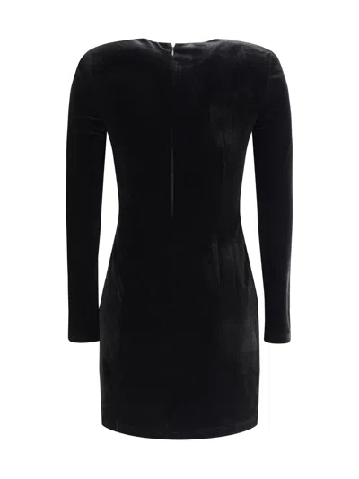 Self-portrait Twisted Waist Dress With Gold Detail In Black