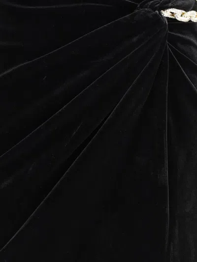 Self-portrait Twisted Waist Dress With Gold Detail In Black