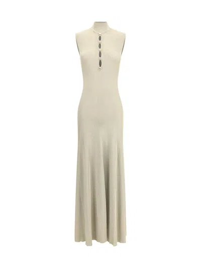 Self-portrait Lurex Knit Long Dress In Neutral