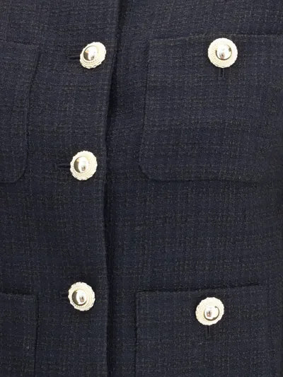 Self-portrait Faux Fur-cuff Buttoned Jacket In Blue