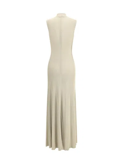Self-portrait Lurex Knit Long Dress In Neutral