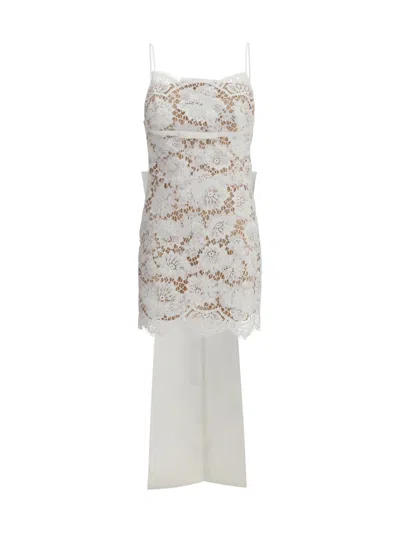 Self-portrait Lace Scalloped-hem Dress In White