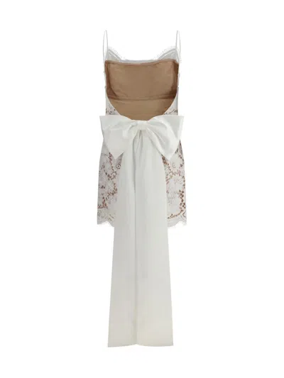 Self-portrait Lace Scalloped-hem Dress In White