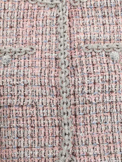Self-portrait Crystal-embellished Tweed Jacket In Pink
