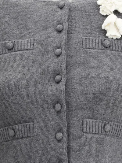 Self-portrait Grey Crochet Flower Cardigan Clothing In Gray