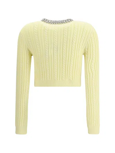 Self-portrait Cardigan In Alpaca Giallo In Yellow