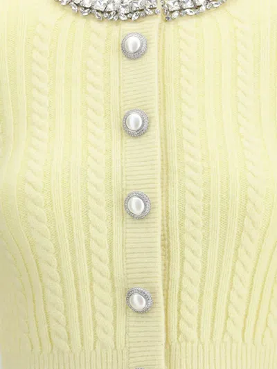 Self-portrait Cardigan In Alpaca Giallo In Yellow