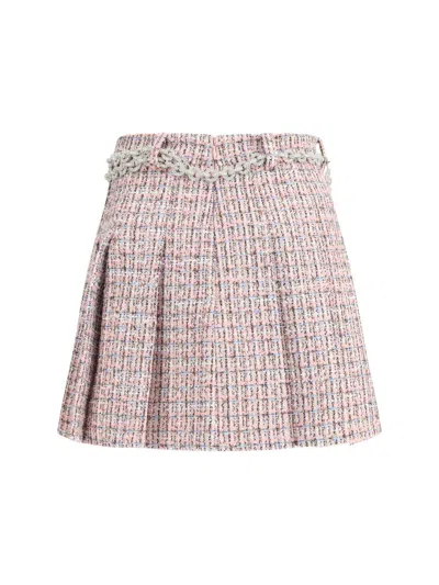 Self-portrait Crystal Belted Miniskirt In Pink
