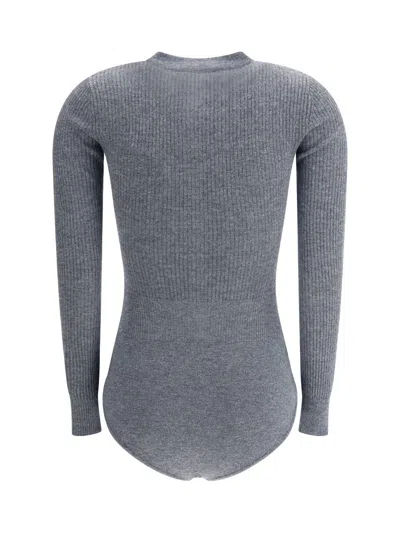 Self-portrait Long-sleeved Wool Bodysuit In Blue