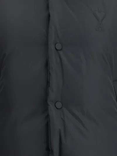 Ami Alexandre Mattiussi Quilted Jackets With Front Pockets And High Collar In Black