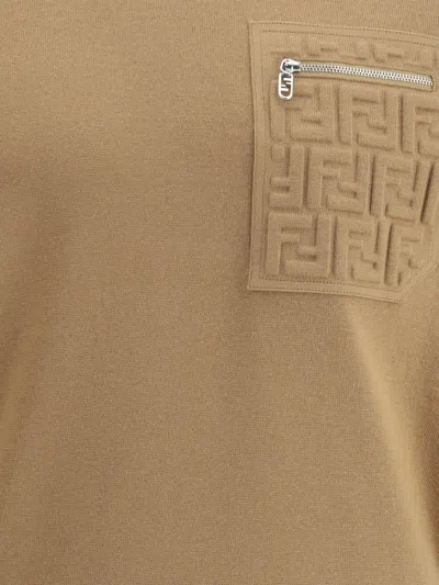 Fendi Men Sweater Whit Pocket In Sand