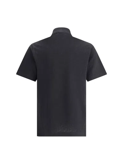 Fendi Ff Piquet Jacquard Polo Shirt In Black