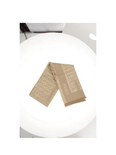 Fendi Women Silk Ff Shawl In Brown
