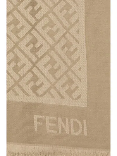 Fendi Women Silk Ff Shawl In Brown