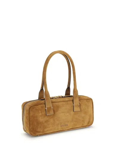 Staud Smooth Leather Shoulder Bag With Double Handles In Brown