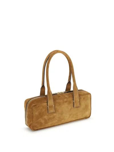 Staud Smooth Leather Shoulder Bag With Double Handles In Brown